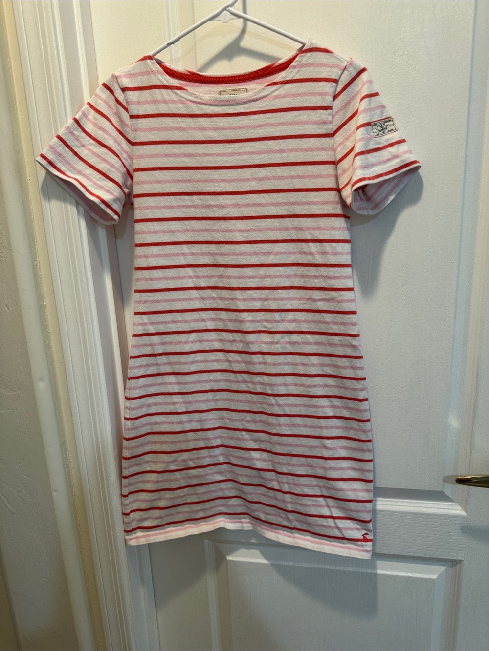 Joules Pink & White Striped Casual Tee Dress